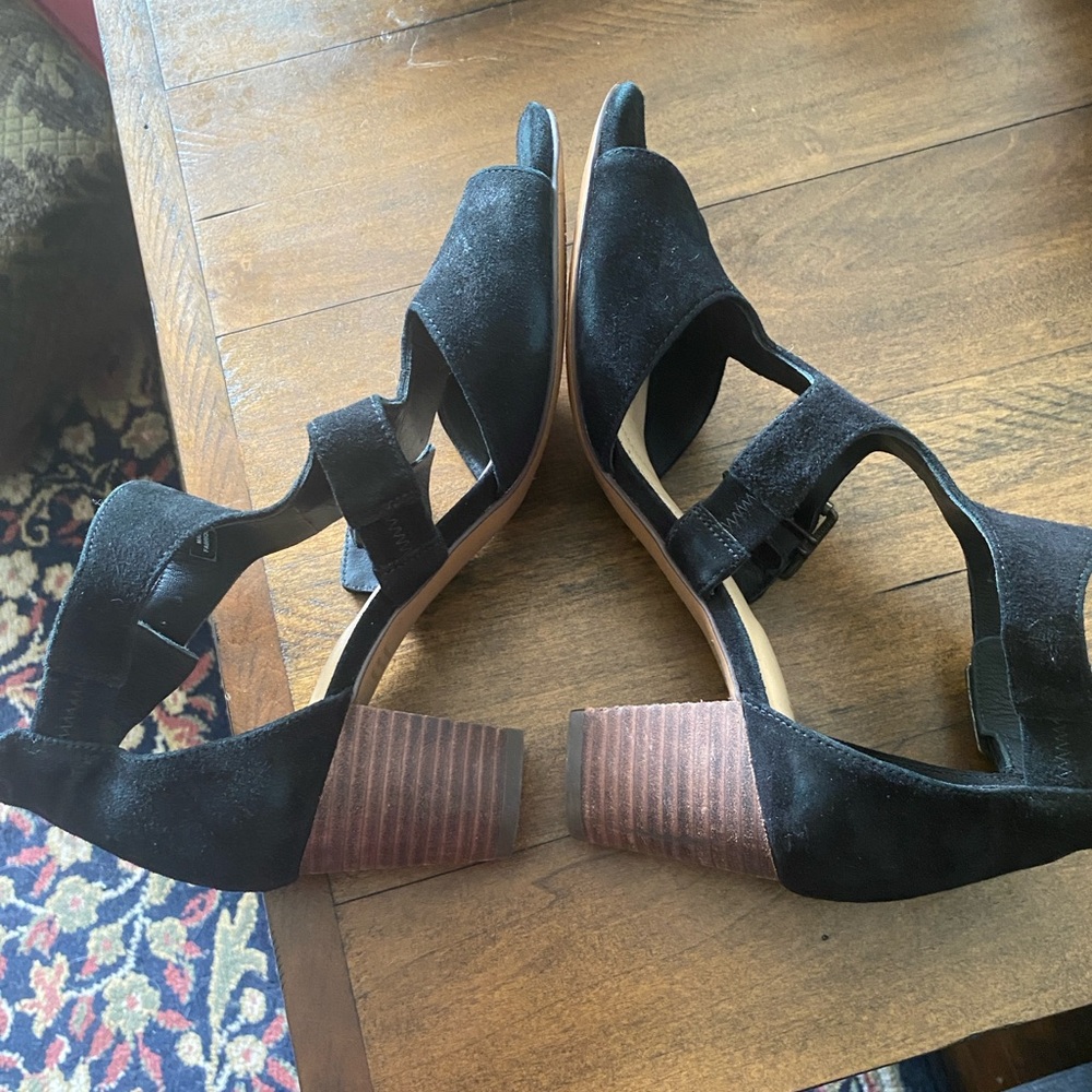 Clarks suede heeled sandals black 7 - Picture 8 of 13